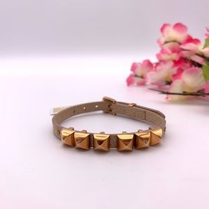 Michael Kors Leather Pyramid Stud Bracelet Brown